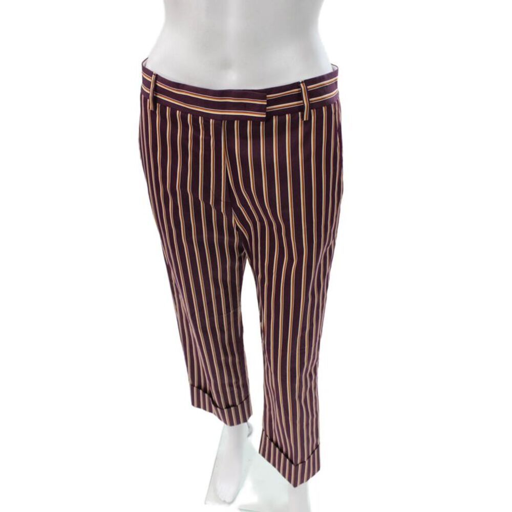 QL2 Women Cropped Striped Purple Button Pants Size 42